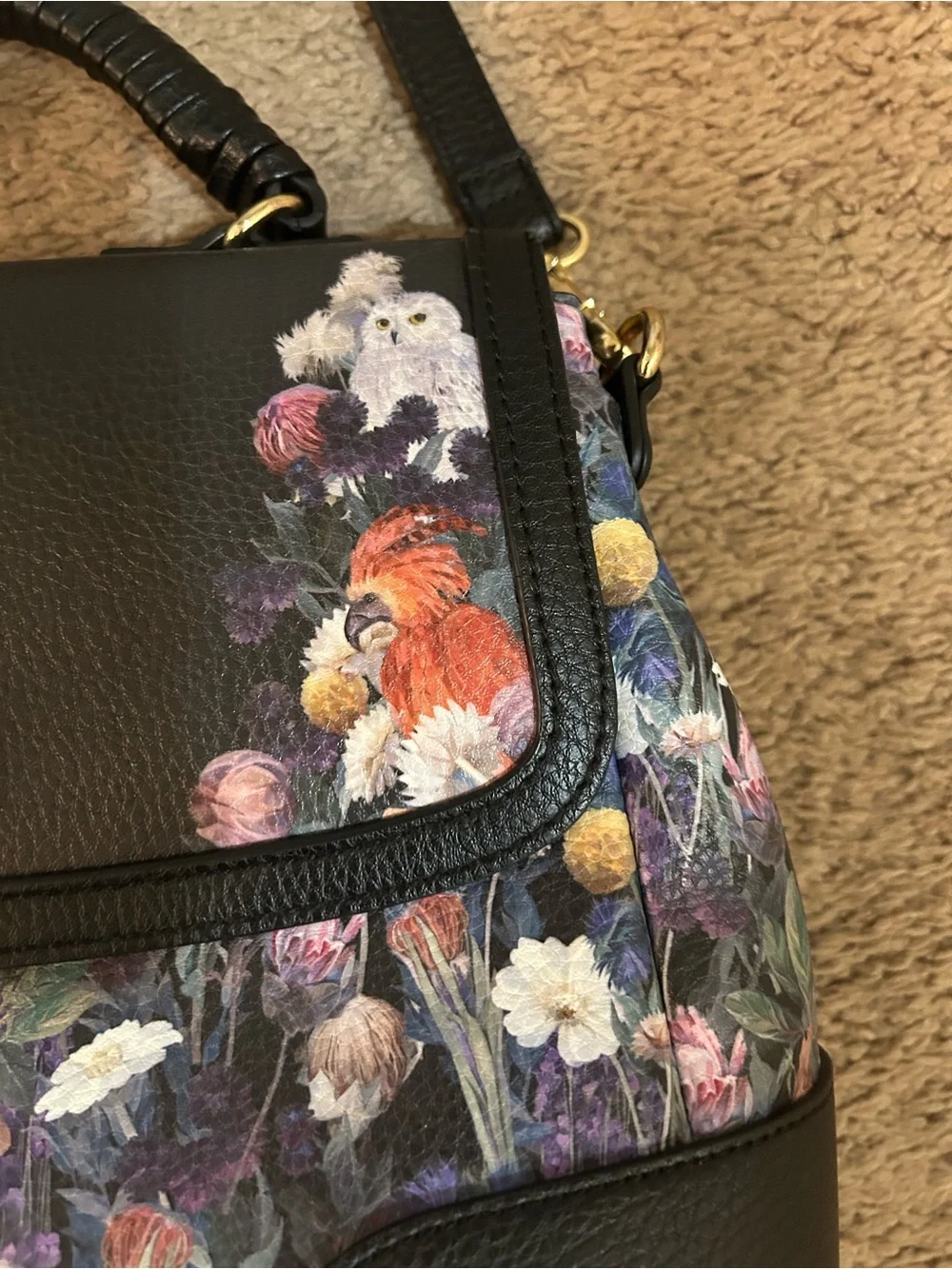 Harry Potter Black Floral Satchel Purse
